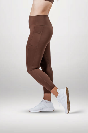 Women’s Soho high waist leggings by Varlo in city mocha color, full length with a snug fit and comfortable waistband.