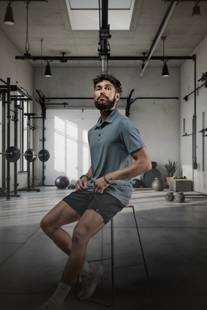 Men's Ash Gray Polo shirt by Hot Trend Vault, crafted for everyday comfort and style, shown on a mannequin.