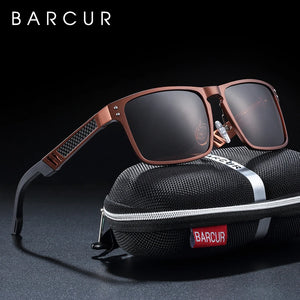 Polarized men's sunglasses with aluminium magnesium frame from Hot Trend Vault, featuring sleek design and UV protection.