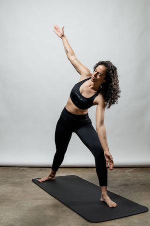 Black SOHO Cross Back Sports Bra for women by Hot Trend Vault, featuring breathable fabric and supportive design.
