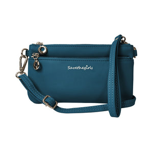 Dark teal Hot Trend Vault Bella RFID crossbody purse with smartphone access and RFID blocking features.