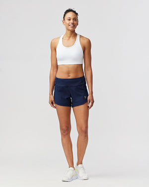 Navy Excel Women's Workout Shorts by Hot Trend Vault with extra coverage, designed for active sprints and exercise.