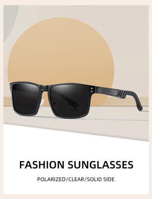 Hot Trend Vault polarized unisex square sunglasses with aluminium magnesium frame, vintage sport eyewear, stylish and durable design.
