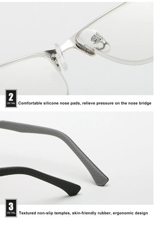 Hot Trend Vault progressive multifocus reading glasses with anti-blue light for presbyopia, featuring unisex design and spring hinges.