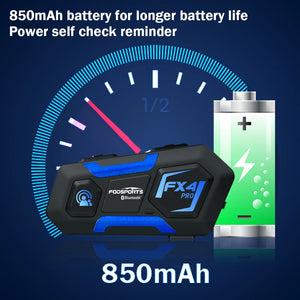 2 pcs Fodsports FX4 Pro Helmet Intercom Motorcycle Helmet Bluetooth Headset 4 Rider 1000m Interphone Intercomunicador,FM