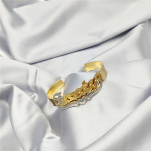 Custom Nameplate Bracelet Earrings Necklace Set Personalized Two-Color Bracelet Hiphop Name Jewelry Gift Dropshipping