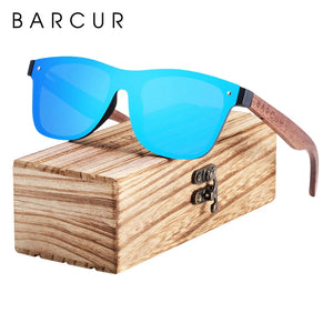 BARCUR Wood Sunglasses Natural Black Walnut Sun glasses for Men Eyewear Women Polarized UV400 Oculos De Sol Masculino Feminino