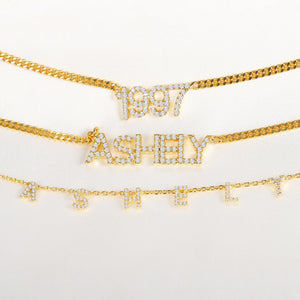 Personalized Crystal Name Necklace Custom Iced Letters Pendant Zirconia Necklace For Women Commemorat Birthday Gift Jewelry BFF