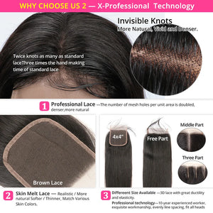 AliPearl women Remy Brazilian straight hair bundles with 4x4 lace closure, shown in natural black color.