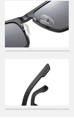 Unisex vintage square polarized sunglasses with aluminium magnesium frame, sporty design, and UV protection.