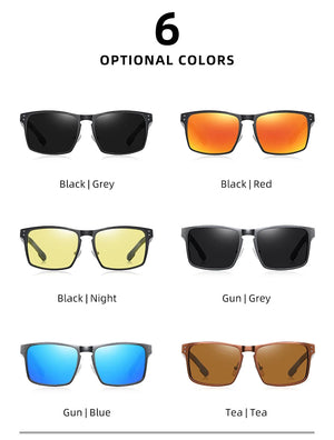 Hot Trend Vault polarized unisex vintage square sunglasses with aluminium magnesium frame, sports eyewear for outdoor activities.