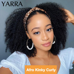 Hot Trend Vault Yarra Brazilian kinky curly Remy headband wig for women, featuring natural textured hair and comfortable fit