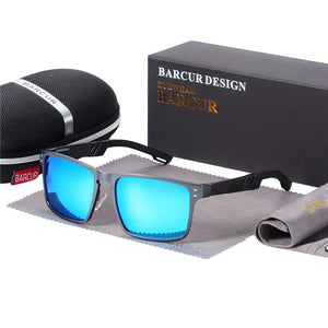 Unisex vintage square sunglasses with polarized lenses, aluminum magnesium frame, stylish sport eyewear by Hot Trend Vault