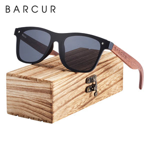 BARCUR Wood Sunglasses Natural Black Walnut Sun glasses for Men Eyewear Women Polarized UV400 Oculos De Sol Masculino Feminino