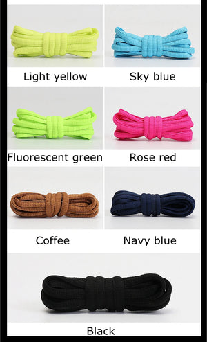 Round sport shoelaces by Hot Trend Vault, durable polyester outdoor laces for men and women, shown in a close-up image.