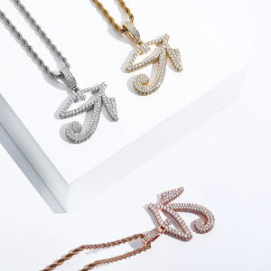 TOPGRILLZ Eye of Horus Pendant Necklace With Tennis Chain Gold Color Iced Out Cubic Zirconia Hip Hop Rock Fashion Jewelry Gift