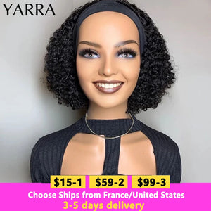 Brazilian kinky curly Remy headband wig for women, hot trend vault, natural textured style with headband detail