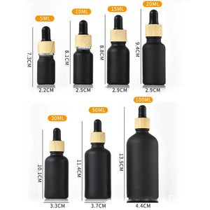 5/10/15/20/30/50/100ml Dropper Empty Bottle Refillable Frosted Black Glass Squeeze Wholesale Bulk For Essential Oil Aromatherapy