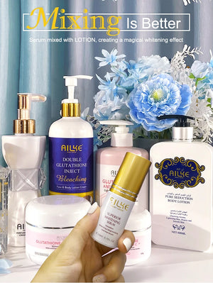 AILKE Brightening Skin Care Set, With Vitamin C, Glutathione, Reduce Spots, Moisturizing, Smooth Soft Skin, Improve Skin Radiant