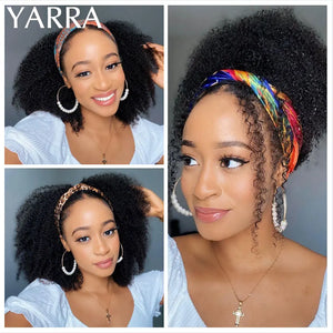 Yarra Brazilian kinky curly Remy headband wig for women by Hot Trend Vault, showing the textured, curly hair style.