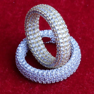 Men's cubic zirconia ring with iced-out design, gold-plated 24K gold, hip hop street jewelry by Hot Trend Vault.