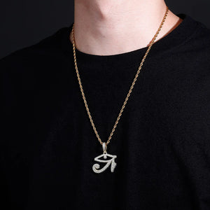 TOPGRILLZ Eye of Horus Pendant Necklace With Tennis Chain Gold Color Iced Out Cubic Zirconia Hip Hop Rock Fashion Jewelry Gift