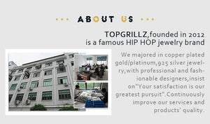 Iced Out CZ grillz teeth set in 14K gold plating for men and women, featuring top and bottom dental jewelry by Hot Trend Vault.