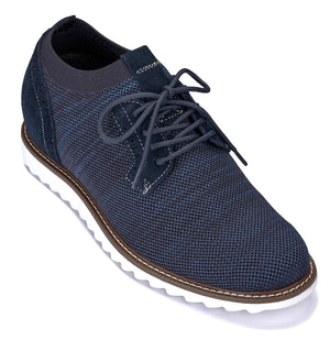 Men's Navy CALTO J1507 lightweight knit shoes by Hot Trend Vault with 3.2-inch height boost and supportive design.