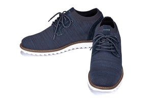 Men's navy CALTO J1507 lightweight height boost shoes by Hot Trend Vault with knit upper and 3.2-inch lift.