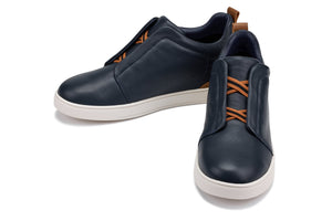 Navy CALTO J1934 slip-on sneakers by Hot Trend Vault with 2.6-inch height boost, casual comfort, and stylish design.