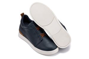 Navy slip-on casual sneakers by Hot Trend Vault with 2.6-inch height increase, comfortable design, and stylish look.