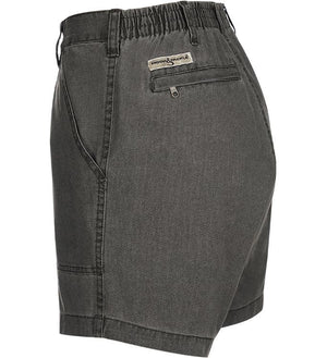 Men's Hot Trend Vault casual fishing shorts with built-in stretch, featuring a fun beer can island print and comfortable cotton fabric.