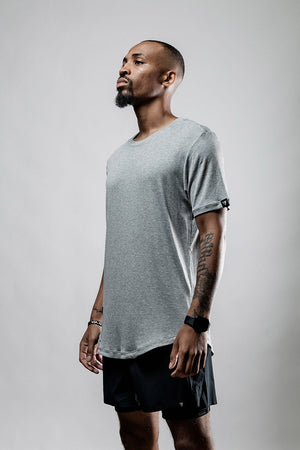 Men's Ashline Terra Bamboo T-shirt by Hot Trend Vault, breathable, moisture-wicking, and odor-resistant men's shirt on a hanger.