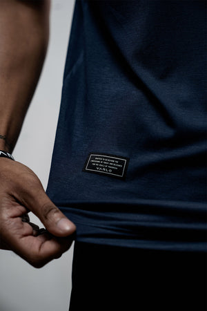 Men's breathable Deepline Blue Bamboo Tee shirt by Hot Trend Vault, featuring a comfortable fit and casual style.