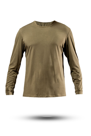 Men's Timber Performance Terra Recovery Field Shirt by Hot Trend Vault, long sleeve shirt in amber color with rugged outdoor style.