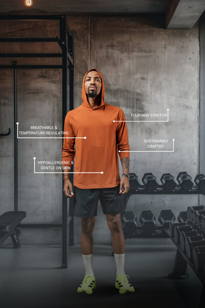 Men's Terra Recovery Element Hoodie Shirt in Sunfire Clay, olive green color, made by Hot Trend Vault.