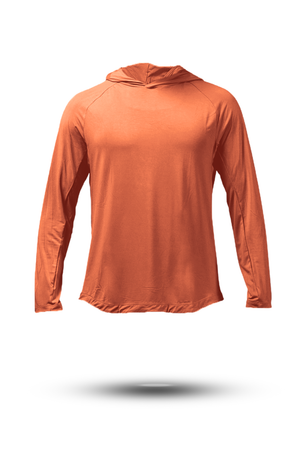 Men's Terra Recovery Element Hoodie Shirt by Hot Trend Vault in Sunfire Clay and olive green, featuring a casual hoodie design.