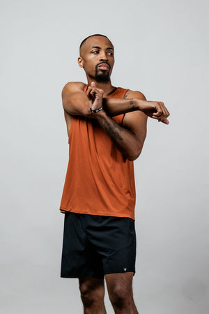 Men's Terra Recovery Tank Top in Sunfire Clay by Hot Trend Vault, featuring a comfortable fit for everyday movement and recovery.