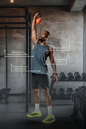 Men's ash gray Terra Recovery Tank Top by Hot Trend Vault, designed for everyday movement and active wear.