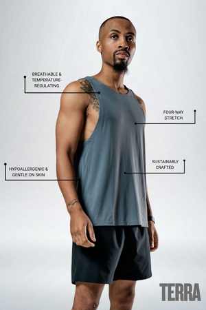 Men's Ash Gray Terra Recovery Tank Top by Hot Trend Vault, designed for comfortable everyday movement.