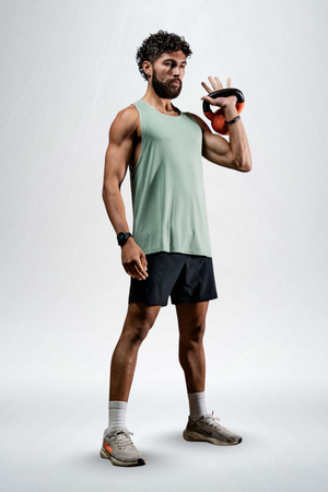 Men's olive green Terra Recovery Tank top by Hot Trend Vault, featuring a low-light, casual design for everyday movement.