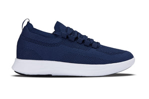 Hot Trend Vault CALTO QA063 navy knitted sneakers with white sole and 2.4-inch lift, athletic footwear for casual wear