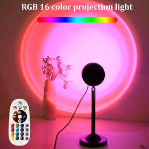 USB Sunset Lighting Ambient Projection Night Light for home décor, relaxing lighting in bedroom and living room