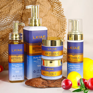 Retinol whitening skin care set for adults by Hot Trend Vault, featuring hydrating creams and serums in sleek packaging.