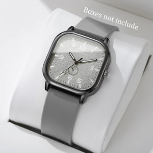 Unisex square silicone strap quartz wristwatch with casual style from Hot Trend Vault, featuring a modern design and comfortable fit.
