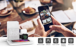Wireless charging stand for iPhone by Hot Trend Vault, fast charge power dock with sleek design and easy-to-use stand for Apple devices.