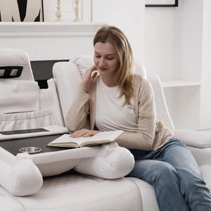Hot Trend Vault Todrani premium zero gravity power reclining sofa with wireless charger, USB Type-C, and LED floor lights in a living room setting.