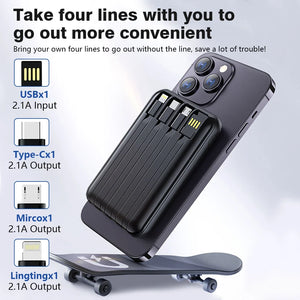 10000mAh Power Bank 15W Magnetic Fast Charging External Battery Wireless Charger with 4lines Cable for iPhone 15/14/13 xiaomi