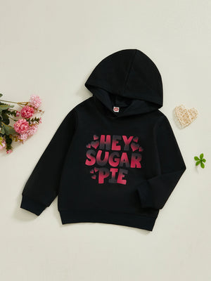 4-7Years Kids Girls Boys Hoodies Letter Heart Print Hooded Long Sleeve Pullovers Valentine's Day Clothes Spring Sweatshirts