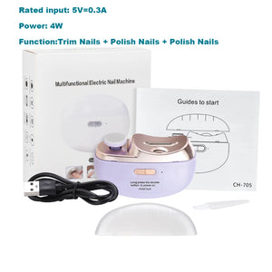 2 in 1 Electric Nail Clipper Automatic Polishing Nail Trimmer Mill Manicure For Baby Adult Nail Cutter Sharpener with Light Safe